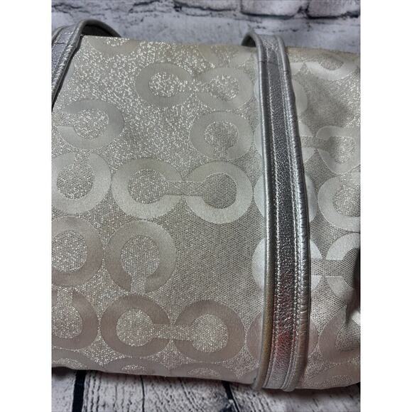 COACH Poppy Signature Silver Jacquard Large Designer‎ Tote Shoulder Bag 14575 - Picture 6 of 16